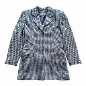 Escada Margaretha Ley Cashmere Blazer 36 Blue Houndstooth Ermenegildo Zegna C6-5
